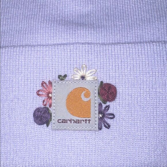 Carhartt Kids' Light Purple Floral Beanie Hand stitched - Picture 2 of 3